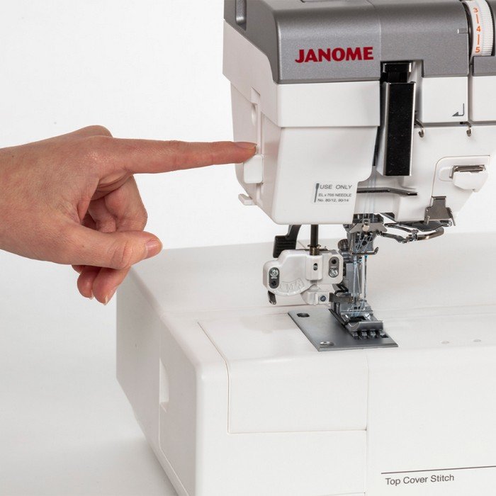 Правила пользования нитевдевателем на распошивальной машины Janome CoverPro 3000 Professional